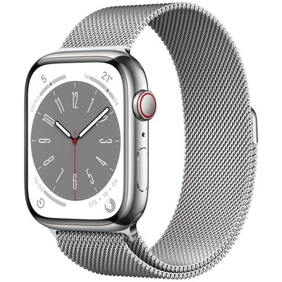 Apple 애플워치 8, 45mm, GPS+Cellular, 스테인리스, 실버 / 실버 밀레니즈 루프