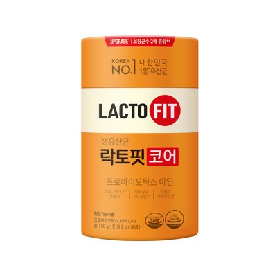  종근당 락토핏 생유산균 코어 1통(2개월분) 생 유산균, 120g, 1개 _건강한 내장을 위한 락토핏