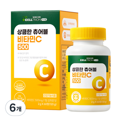 셀트리온 이너랩 상큼한 츄어블 비타민C 500, 60정, 6개_피부 속 빛을 일으키는 셀트리온 이너랩 비타민C