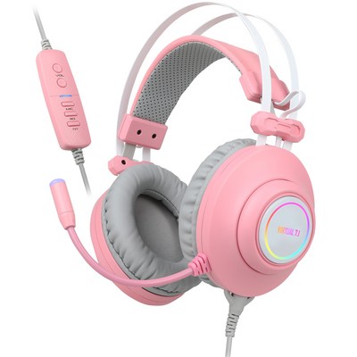 앱코 HACKER 가상 7.1 RGB 진동 노이즈 캔슬링 마이크 3D 초경량 게이밍 헤드셋, N550 ENC, 핑크