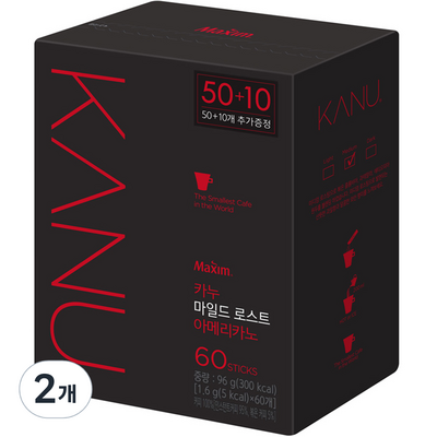 카누 마일드 로스트 아메리카노 원두커피믹스, 1.6g, 60개입, 2개_느낌 그대로 느끼는 즐거움