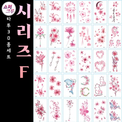 쇼퍼크루 타투스티커 페이스 바디 헤나 문신 30종세트, 시리즈F, 2개