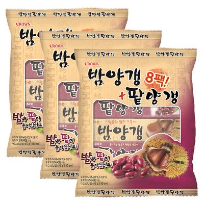  크라운 밤양갱 50g x 4p + 팥양갱 50g x 4p, 400g, 3세트 _밤양갱으로 맛있는 밤 향연 즐기기