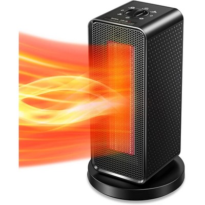 TEELINE 미니 전기히터 PTC 온풍기 1200W, 블랙