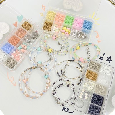 졸리몰리 시드비즈 세트 비즈 마스크줄 마스크스트랩 만들기 동백이 팔찌 반지만들기 DIY SET, x, 솜사탕
