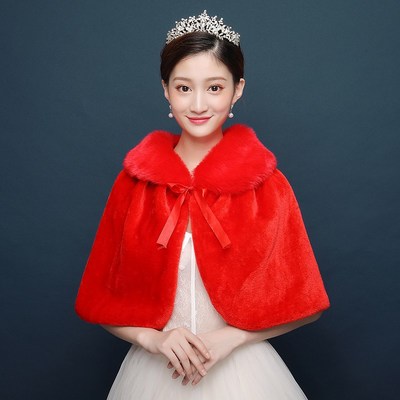 연주회드레스 신부 오버사이즈 케이프 망토 화이트 레드 밖에걸쳐입는스타일 결혼예복 치파오 얇은타입 밍크숄