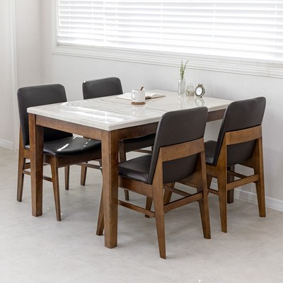 라로퍼니처 로망 1200 천연 대리석 4인용 식탁 세트 4인용 원목 테이블, 2.4인 의자형(테이블+의자4)