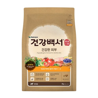 건강백서 전연령용 강아지 기능성 사료, 피부/피모+알러지, 2kg, 1개_건강한 강아지를 위한 최고의 선택