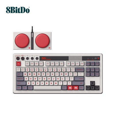  8BitDo 키보드 기계식 빈티지 레트로, 빈티지 기계식 키보드(그레이)+슈퍼버튼, 빈티지 기계식 키보드(그레이)+슈퍼 버튼, 텐키리스 _8bitdo키보드로 게임을 더 즐겁고 강력하게