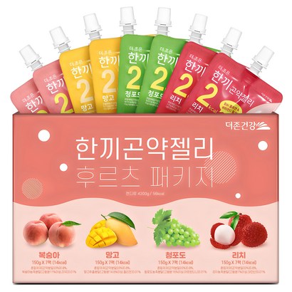 더존건강 한끼곤약젤리 복숭아 150ml x 7p + 와일드 망고 150ml x 7p + 청포도 150ml x 7p + 리치 150ml x 7p 세트, 4.2L, 1세트