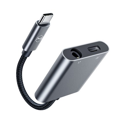 맥도도 USB C to 3 오디오 AUX  C타입 충전 듀얼 젠더 그레이