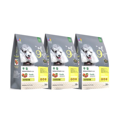 목우촌 전연령용 펫9단 푸들 전용사료 3p, 오리, 1.8kg, 3개