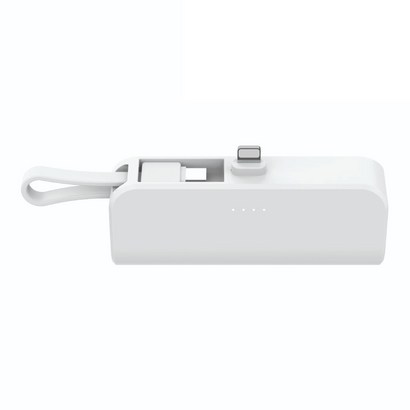 피에스글로벌 힙스터 5000mAh 도킹형 보조 배터리 애플8핀, MOPB-R5-CHL, 화이트