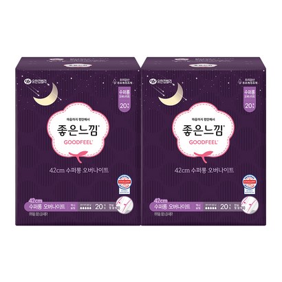 좋은느낌 수퍼롱 오리지널 생리대 날개형, 20개입, 2개, 오버나이트이상