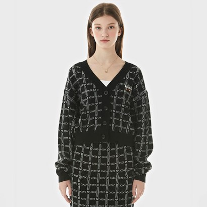 [셀럽 착용] 로라로라 여성용 CHECK JACQUARD CRO KNIT CARDIAN CD-21131