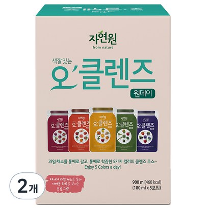 자연원 오클렌즈 원데이 프로그램 야채혼합주스, 2개, 180ml