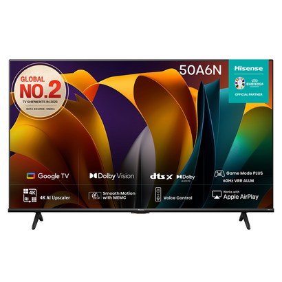 HISENSE 4K UHD LED 스마트TV, 126cm(50인치), 50A6N, 스탠드형, 고객직접설치