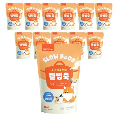 웰빙죽 소고기&전복 12개입 기력보충 강아지영양죽 고양이간식 원기회복, 소고기 & 전복, 120g