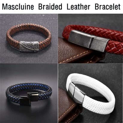Mascuine Braided Leather Braceet[진한갈색] 가을 겨울 패션아이템 가죽팔찌 나를 돋보이게 하는 하나의 아이템! 나를 꾸며보세요 야외용 패션용 모임용 리뷰후기