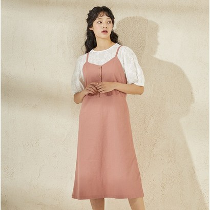 [제이빔] 봄 여름 추천 린넨 끈 단추 롱 나시 원피스 데일리룩 JVOW21403 리뷰후기