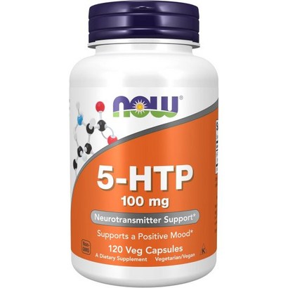 NOW 식품 보충제 5HTP5하이드록시트립토판 100mg 신경 전달 물질 지원 120 베그 캡슐, 120 Count (Pack of 1)