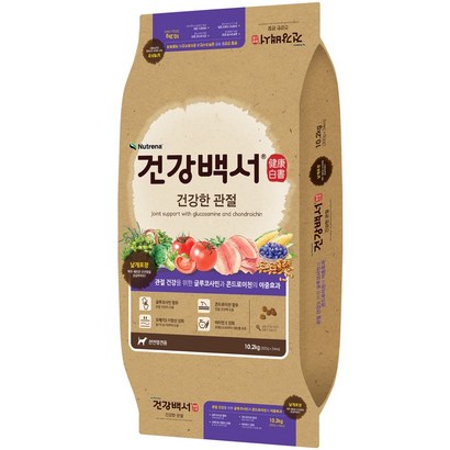 건강백서 관절 +쿠키펫선물3개 /강아지사료 대용량 개별속포장, 1개, 10.2kg, 뼈/관절강화
