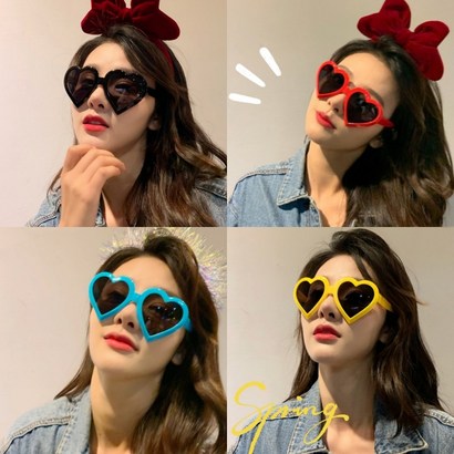 하트 선글라스 파티 안경 6color 인생네컷 소품, 핑크