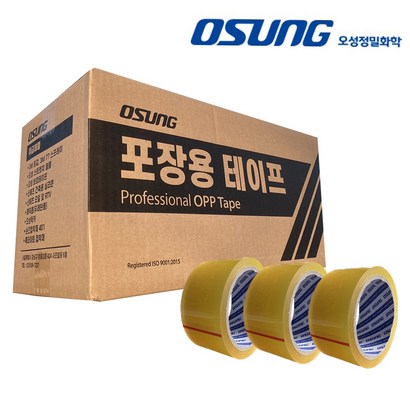 [유니스몰] 오성 O 중포장 박스테이프 투명 황색 1박스