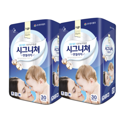시그니쳐엔젤리아 3겹 데코  무형광 화장지   2개