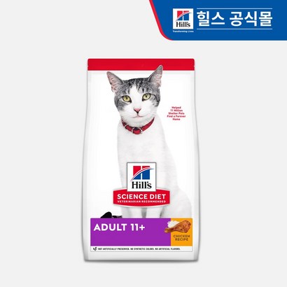힐스 고양이사료 어덜트 11+ 치킨 1.6kg, 1개