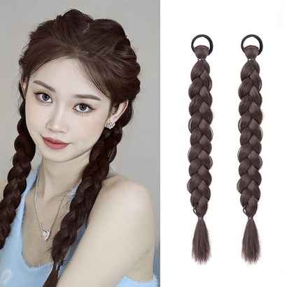 양갈래 트윈테일 붙임 벼머리 헤어피스 가발 2P 세트 H120S, 다크브라운, 2개
