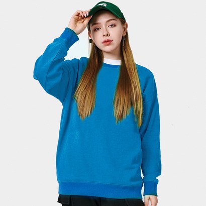 이그잼플 여성 봄가을 베이직 무지 오버핏 맨투맨