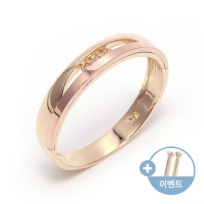 [비앤비골드]18K 심플 큐빅 콤비 반지 NC8385