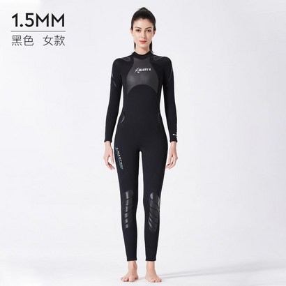 스킨슈트 래시가드 방한 다이빙 전신 잠수복 서핑 스노쿨링 바다수영 프리, XL, 1. 1.5mm 블랙 여성용 A