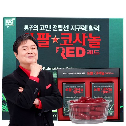 [TV홈쇼핑 인포벨]남자 전립선 건강 NEW 쏘팔코사놀 1000mg 4개월 레드 이용식 남진 쏘팔메토, 60정, 2개