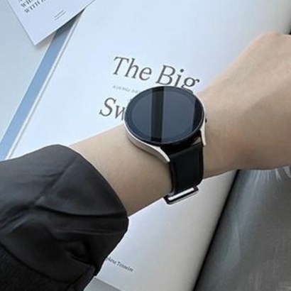 지바 갤럭시 워치 4 3 환 클래식 액티브 2 심플 가죽 스트랩 베젤링 기어 메탈 가죽 투명 시계줄 밴드