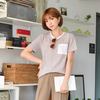 [마이더스비] 칸토 단가라 배색 티셔츠 리뷰후기