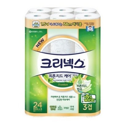 크리넥스 펄프 3겹 피톤치드케어 화이트 와이드 화장지