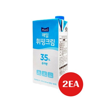 매일 휘핑크림 35%(유지방) 1000ml 2개입/대용량/베이킹, 2개