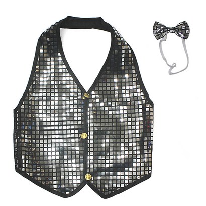 파티로 반짝이조끼 세트 스팽글 아동 성인 행사 트로트 무대 조끼 넥타이포함