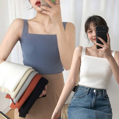 [포마인] 말라보이는 스퀘어넥 골지 나시 이너티 데일리 어깨 민소매 여성 여름 겨울 정장 꾸안꾸템