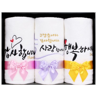 [말씀타올] 플라워 감사 답례품 자수 수건선물세트 3P 리뷰후기