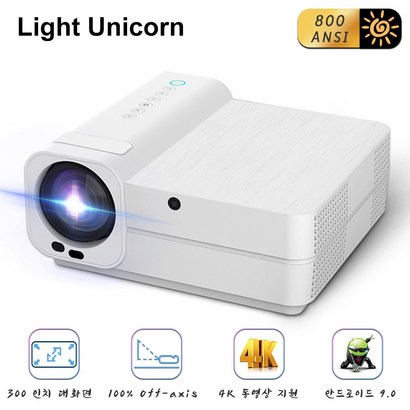 Light Unicorn T28 FHD 빔 프로젝터 안드로이드9.0 WIFI6 가정용 홈시네마 HDR 블루투스5.0 지원, Android 9.0