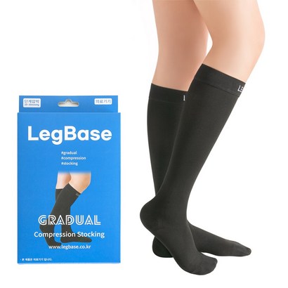 레그베이스 의료용 압박스타킹 무릎형 발막힘 검정색