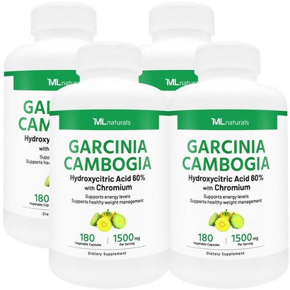 [미국빠른직구] 신제품 마이라이프 내추럴스 가르시니아 캄보지아 1500mg (HCA 60%), 4개, 180정