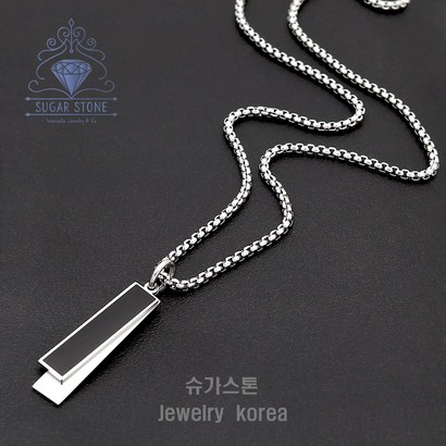 [슈가스톤]써지컬 스틸 블랙 화이트 더블스틱펜던트 체인패션 남자목걸이