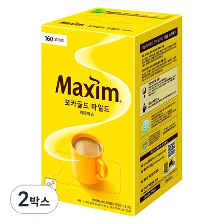 맥심 모카골드 마일드 커피믹스, 12g, 160개입, 2박스