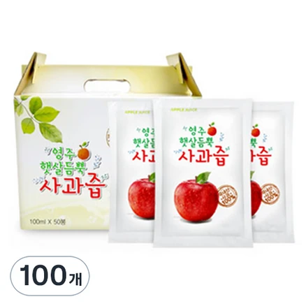 영주햇살듬뿍 사과즙, 5L, 100개