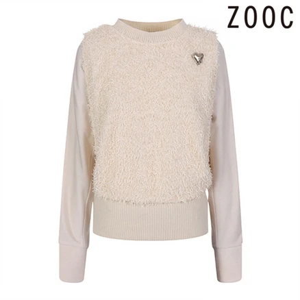 주크 니트배색디자인 티셔츠 Z224MSC030 CR