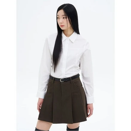 에잇세컨즈 코튼피치 슬림 크롭 셔츠 화이트 355164LY11 146014 {!마감임박!}, M, 흰색